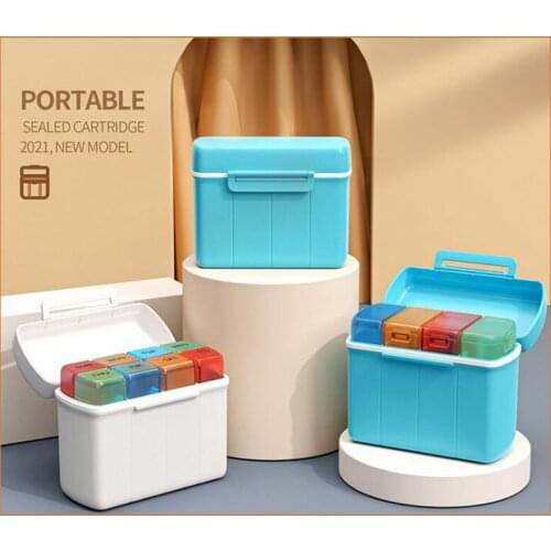 Portable Small Pill Box Travel Medicine Dispensing Storage Box Mini Seven-day-a-week Division Four-compartment Portable Sealed B