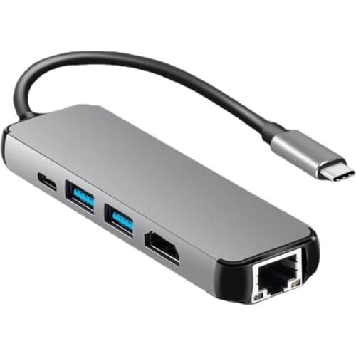 USB C Laptop Docking Station USB 3.0 HDMI-compatible RJ45 Gigabit PD Fealushon for MacBook Samsung Galaxy S9 /S8