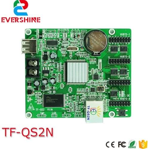 USB+Network Port LED big screen controller 256x128 pixels,512x64 pixels with 4*HUB75 Full color led video control card TF-QS2N