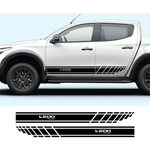 For Mitsubishi L200 Triton Car Door Side Skirt Stripes Stickers Pickup Truck Graphics Vinyl Decor Decals Cover Auto Accessories