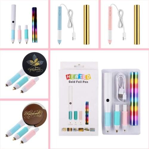 0.8/1.5/2.5/2.5*0.35Mm Usb Heat Foil Pen Calligraphy Tip Slim Handle with Heat-Resistant Grip Used On Paper Leather Plastic Card