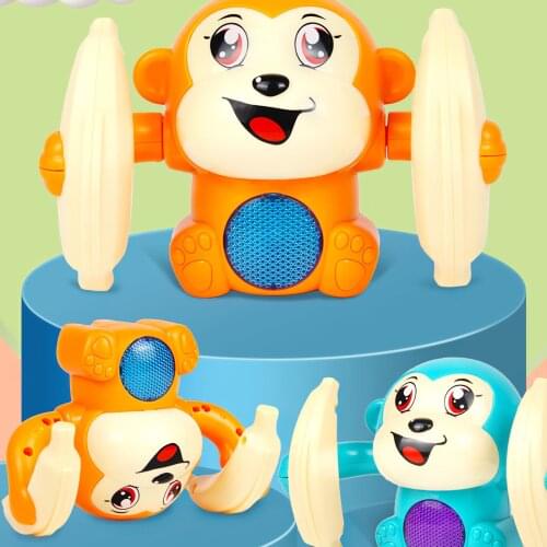 1pcs Kids Baby Voice Control Rolling Little Monkey Toy Walk Sing Brain Game Interactive Crawling Electric Toys For Child Gift