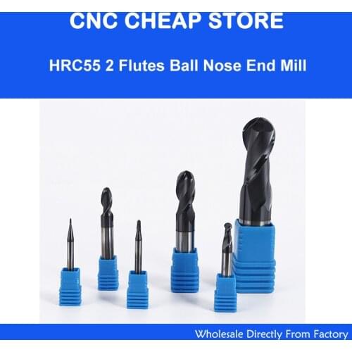1PC HRC55 High Aluminum TiAIN Coating End Mill 2 Flutes Tungsten Steel Router Bits R Knife Arc Groove CNC Milling Cutter