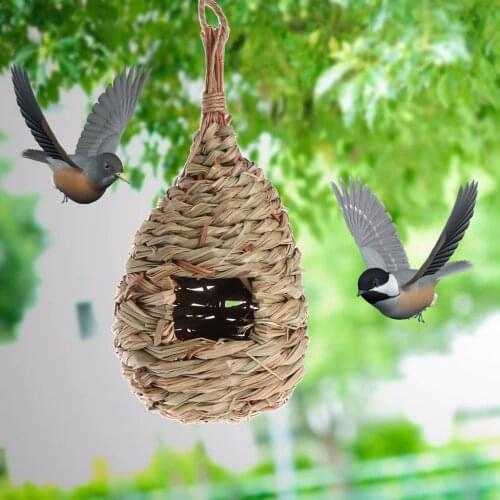 1 Pc Birds Parrot Nest Natural Grass Egg Container Cage Outdoor Decorative Weaved Hanging House Birds Small Nest C42
