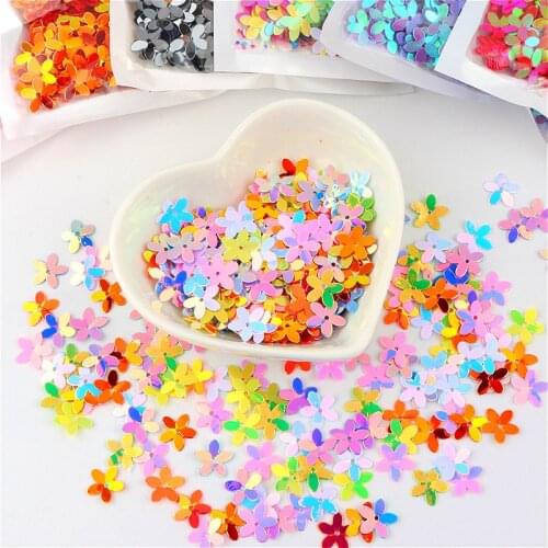 Flower Sequins 10mm Cup Five Finger Flower Sequin Glitter Paillettes PVC Loose Paillette For Garments Sewing Accessories 10g