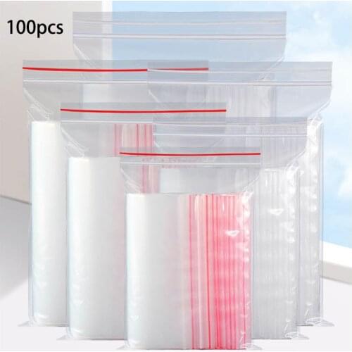 100pcs/pack Small Sealed Plastic Bags Vacuum Storage Bag Resealable Transparent Bag Clear Bag Jewelry Ziplock Bag Kitchen