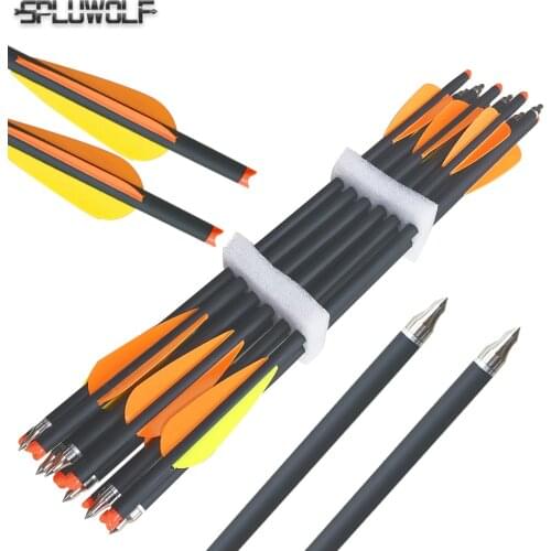 12 PCS OD 8.8mm Archery Target Bow and Arrow Replaceable Steel Tip Shooting Crossbow Arrows Carbon Bolts