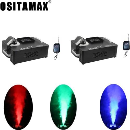 2PCS IR Remote 1500W Fog Machine 24x3w LED RGB Smoke Machine Projector Vertical Smoke Fog Effect Stage Machine Home Party DJ