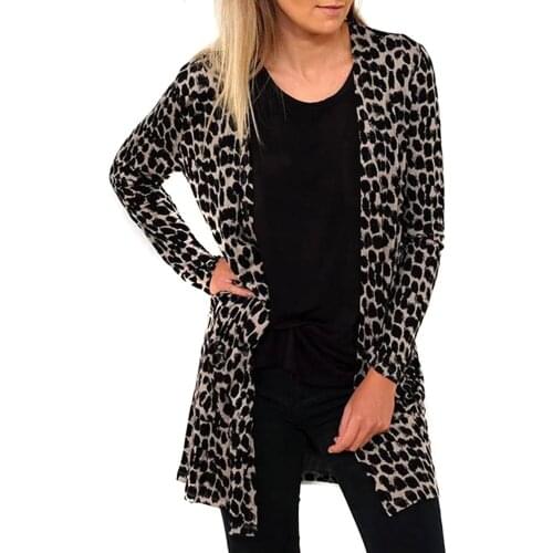 2018 New Women Leopard Coat Fashion Casual Cool Wild Warm Knitting Autumn and Winter High Quality Female Loose Coat