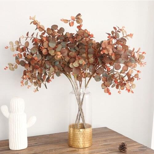 2021 Eucalyptus Leaf Artificial Plants Leaves Grass Fake Flowers Wedding Decoration Garden Living Room Home Decor Fake Greenery