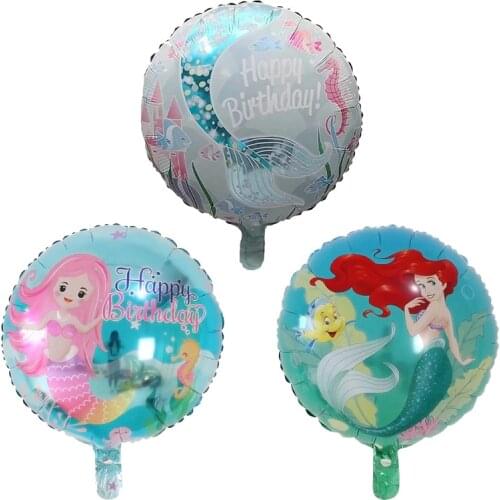 50pcs 18inch Sea Fish Mermaid Helium Balloons Happy Birthday Foil Balloon Baptism Party Decoration Balloon Kids Toys Air Balls