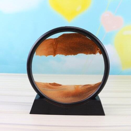 7/12 inch dynamic sand art picture round glass 3D deep sea sand scene movement display ornaments mobile sand stand D223