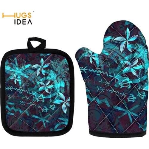 African Tribal Turtle Oven Gloves and Pad Set Anti-Scalding Guantes de Cocina for Kitchen Cooking Baking Insulation BBQ Mitts