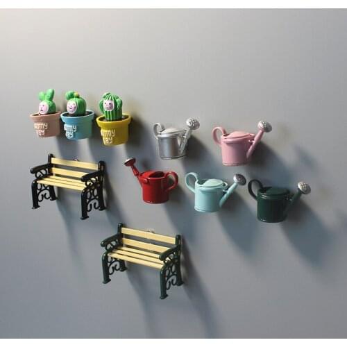 Mini Fridge Magnet Home Decoration Cute Artificial Watering Can Magnets Creative Garden Tool for House Office Personal Use
