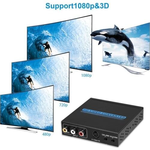 No Signal Interference AV/S-Video To HDMI-compatible Up Scaler 720p/1080p Video Audio Converter Compliant VGA/SVGA/XGA/SXGA