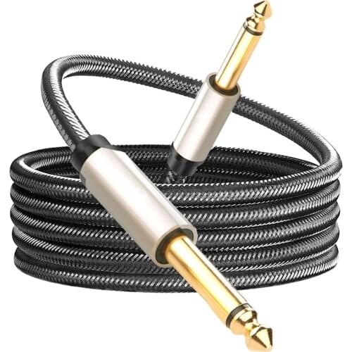 6.35mm To 6.35mm DIY Audio Cable Male To Male Amp Cord Zinc Alloy Casing Compatible With Electric Bass Guitar Keyboard