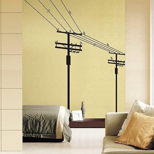 Large size creative special DIY Birds On Wire home decor Wall Sticker for living room bedroom classic decoration mural art