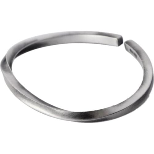 BOCAI New fashion real S999 pure silver distressed diamond-shaped simple men and women silver bracelet opening adjustable