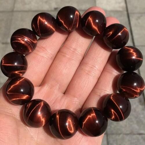 Red Tiger Eye Quartz Natural Stone Bracelet For Men And Women Jewelry Crystal Silver Bracelet Elastic Chain