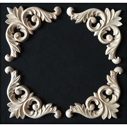 Decorative Wood Appliques Europe Wood Applique Decorative Flower Background Wall Home Decor Ornaments Decoration Accessories