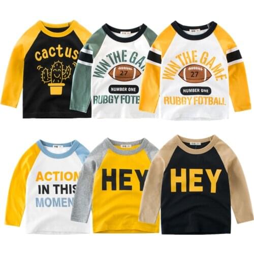 Kids T-shirts Boys Splice Long Sleeve Tops Girls Autumn Winter Cotton Sweatshirt 2 3 4 5 6 7 8 Years Children T Shirts Clothing