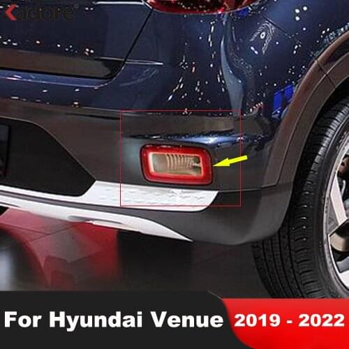 For Hyundai Venue 2019 2020 Carbon Fiber Rear Fog light Lamp Cover Trim Tail Foglight Frame Trim Sticker Car Styling Accessories