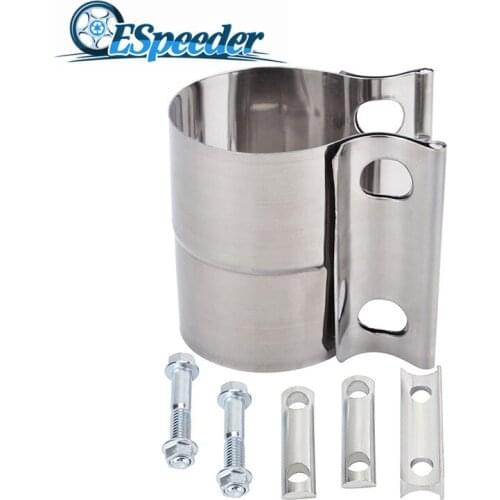 ESPEEDER Universal 2.0" 2.25" 2.5" 3.0" 4.0" High Strength Reducing Pipe Butt Joint Stainless Steel Exhaust Clamp Kit