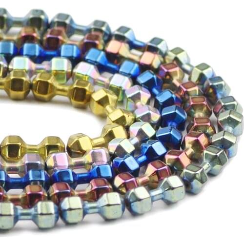 Dumbbell Shape Blue,Rose Red,Purple 15x6MM 10pcs Natural Stone Hematite Loose Beads For Jewelry Making Handmade DIY Bracelets