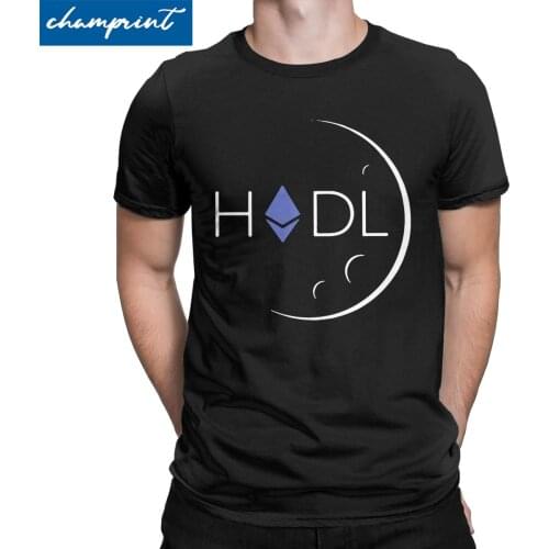 Men Womens T-Shirt Ethereum HODL Moon Novelty Cotton Tees Crypto Coin Cryptocurrency Bitcoin T Shirt O Neck Clothes Unique