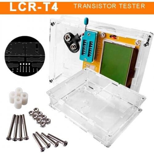 LCR-T4 LCD Graphical Transistor Tester with Case Portable Resistance Capacitance ESR Meter for NPN PNP Transistors Diode Triode