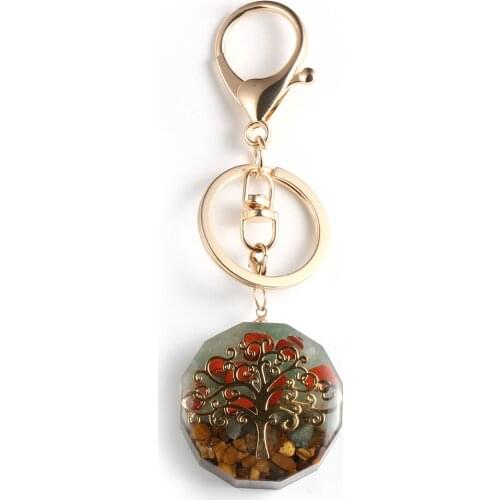 Healing Men Women Tree Of Life Pendant Key Chain Holder Round Statement Reiki Yoga Chakra Energy Orgone Car Keychain Ring