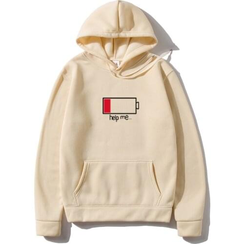 Fashion Brand Mens Hoodies 2020 Autumn Winter Male Casual Hoodies Sweatshirts Mens Low battery help me Hoodie Sweatshirt Tops
