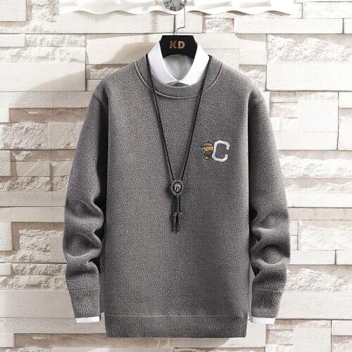 2021 new winter warm sweater men casual slim round neck pullover fashion sweater high quality pull-up knitted sweater men