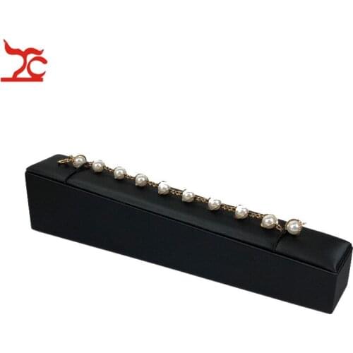 New Vertical Soft PU Bracelet Jewelry Diplay Stand Bevel Wooden Bead Chain Anklet Display Storage Organizer Holder Stand