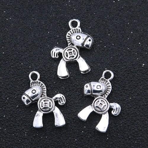 8PCS 17X22mm Charms Shake Horse Good luck Animal Pendants Handmade For DIY Decoration Jewelry Making Findings