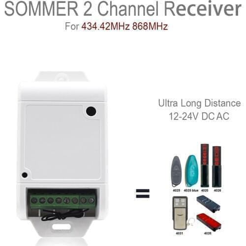 Remote Garage SOMMER Receiver 2 CH 12/24V AC DC SOMMER Remote Control Receiver SOMMER Rolling Code Receiver