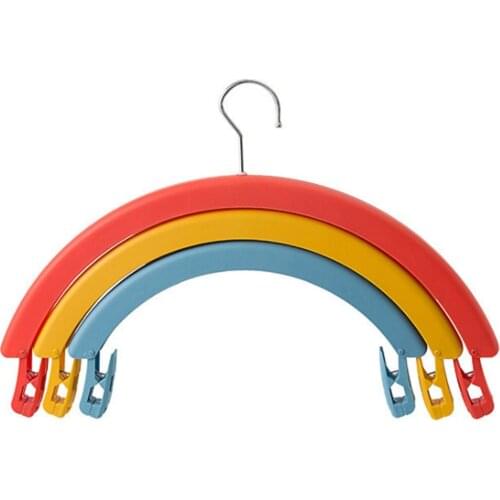 Rainbow Rotating Drying Rack Three-Layer Bed Sheet Drying Rack Wide-Shoulder Clothes Hanger with Pants Clip