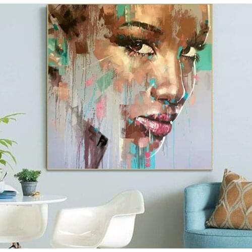 Hand-painted oil painting retro woman large mural graffiti living room bedroom decoration painting can be customized