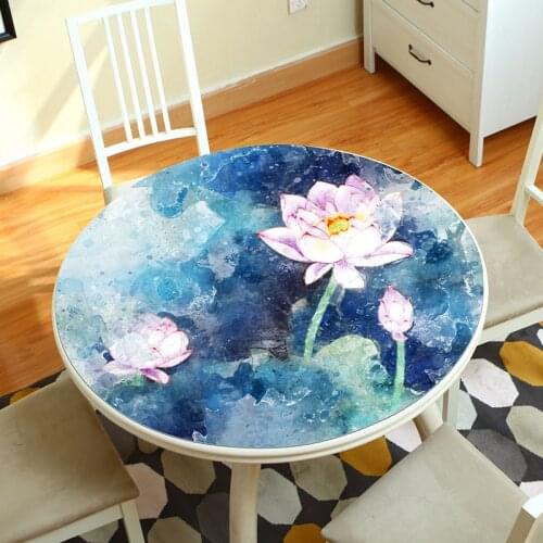 Chinese net red Round tablecloth pvc soft glass waterproof oil-proof table mat party wedding decoration customize tablecloth