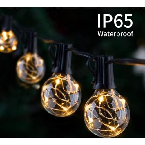 25 FT Fairy Light String Christmas G40 Globe Festoon Light Bulb Fairy Light String Outdoor Party Garden Decoration Wedding