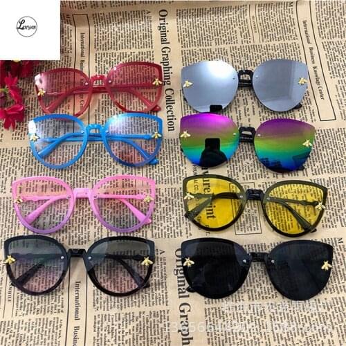 Little bee children sunglasses 2020 trendy kids girls boys toddler cat eye sun glasses yellow pink blue oculos de sol infantil
