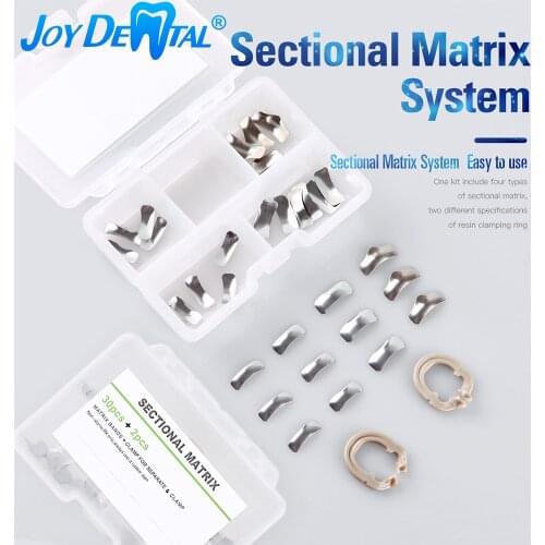 Dental Sectional Contoured Metal Matrices Bands Matrix Refill 30pcs Per Box with Resin Clamping and Separating Ring