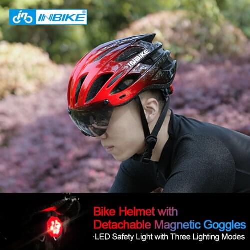 INBIKE Bicycle Helmet LED Light Rechargeable Intergrally-molded Cycling Helmet Mountain Road Bike Helmet Sport Safe Hat For Man