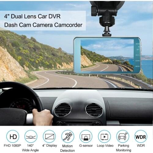 KKMOON 4" Dual Lens Car DVR Dash Cam Camera Camcorder LED Night Vision / Motion Detection / Loop Recording / G-sensor