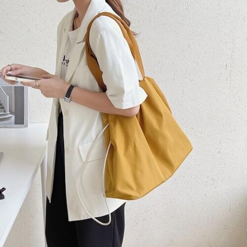 Large Capacity Nylon Drawstring Bucket Bag for Women 2021 New Ladies Big Casual Student Book Shoulder Travel Tote Bags Handbags