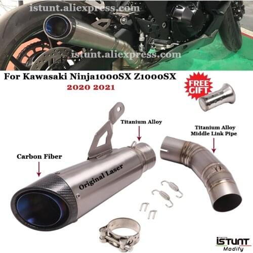Slip On For Kawasaki Ninja1000SX Z1000SX 2020 2021 Motorcycle Escape Titanium Alloy Exhaust Muffler Middle Link Pipe