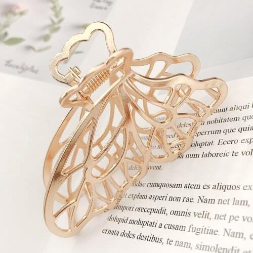 New Women Girls Large Size Geometric Hair Claw Clamps Metal Butterfly Shape Hair Claw Clip Solid Color Hairpin Hair Accessories