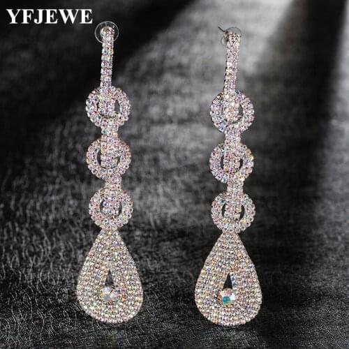 YFJEWE Brand Crystal Drop Earrings Women Handmade Long Tassel Earrings Boho Large Dangle Earrings Party Gift E515