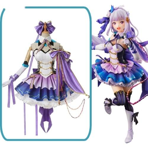 Anime Re:Life In A Different World From Zero Emilia Idol Lolita Dress/Outfit Cosplay Costume Halloween Women Free Shipping 2020