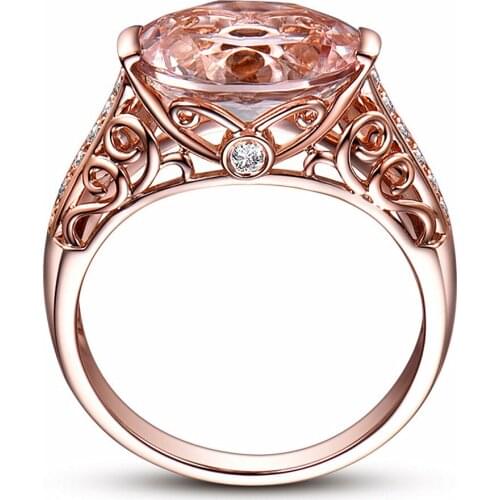 Vintage Fashion morgan crystal champagne gemstones diamonds rings for women 14k rose gold color jewelry bijoux bague party gifts